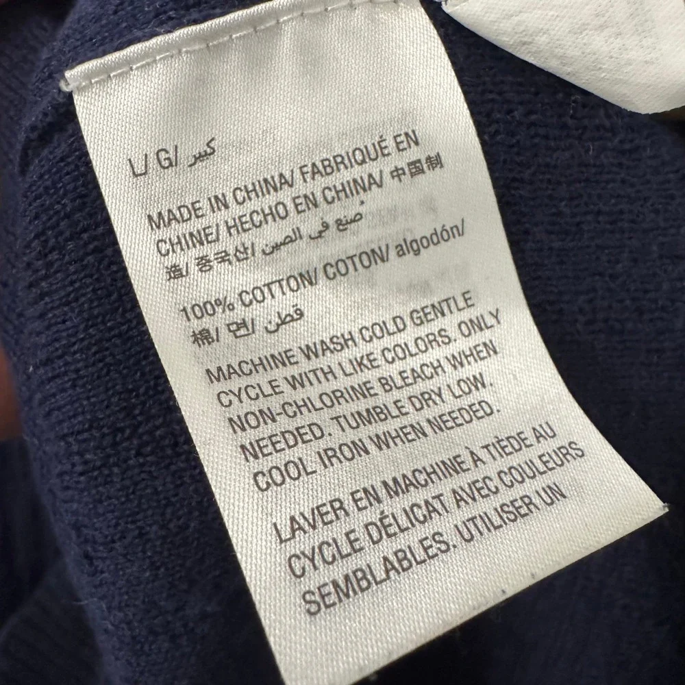 Tasso‎ Elba Mens Sweater Large Navy Blue Supima Cotton Cable Knit Mock Neck